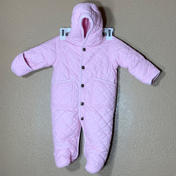 Ralph Lauren baby girl pink quilted snowsuit
